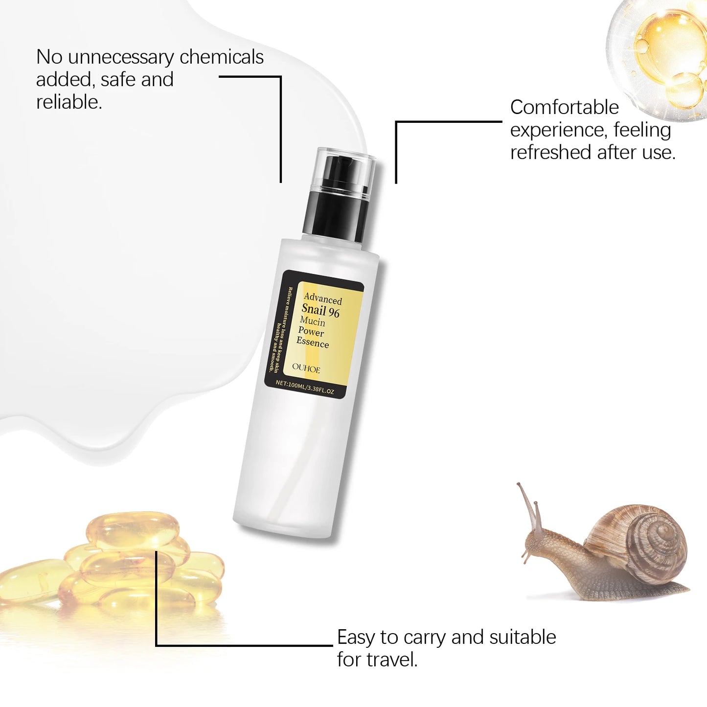 Ouhoe Snail Collagen Face Cream Repair Essence Moisturizing Lifting Firming Smoothing Nourishing Cream Korean Cosmetics Skin Car