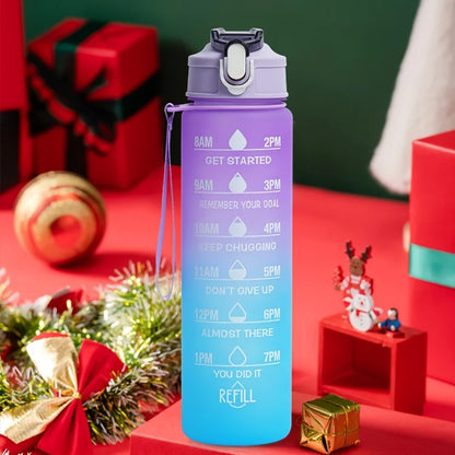 2l/900ml Water Bottle Liter Stay Hydrated Motivated Leakproof Plastic Sport Bottle Reminder Times Sports Outdoor Fitness Office