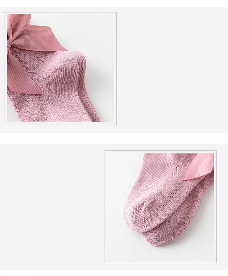 Children's Spring/Summer Thin Breathable Bow Children Girl Short Socks Hollow Out Toddlers Kids Cotton Princess Cute Socks