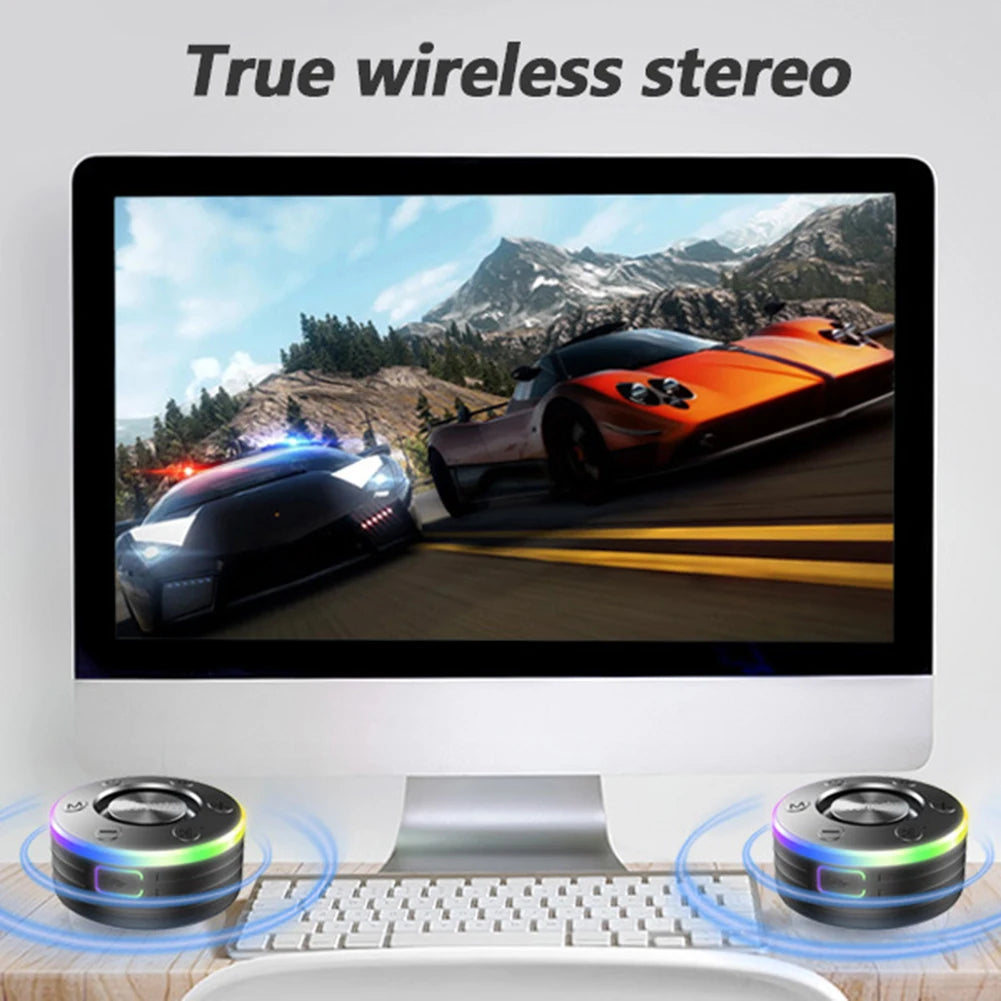 Waterproof Wireless Speaker with Suction Cup/RGB Light Bluetooth-Compatible 5.2 Hands-Free Call/FM Radio for Bathroom Sing-Along