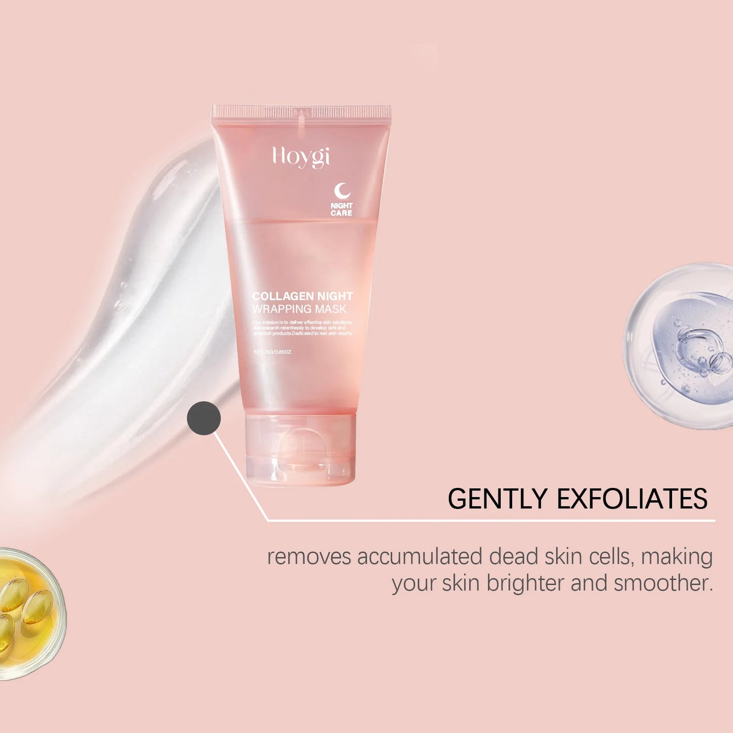 Hydrolyzed Collagen Overnight Facial Mask Wrapping Peel-Off Mask Hydrating Firming Mask for Elasticity Reduces Sagging Dullness