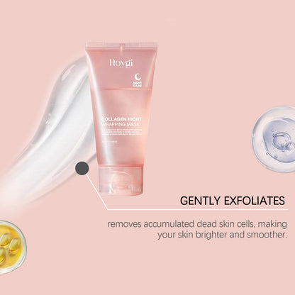 Hydrolyzed Collagen Overnight Facial Mask Wrapping Peel-Off Mask Hydrating Firming Mask for Elasticity Reduces Sagging Dullness