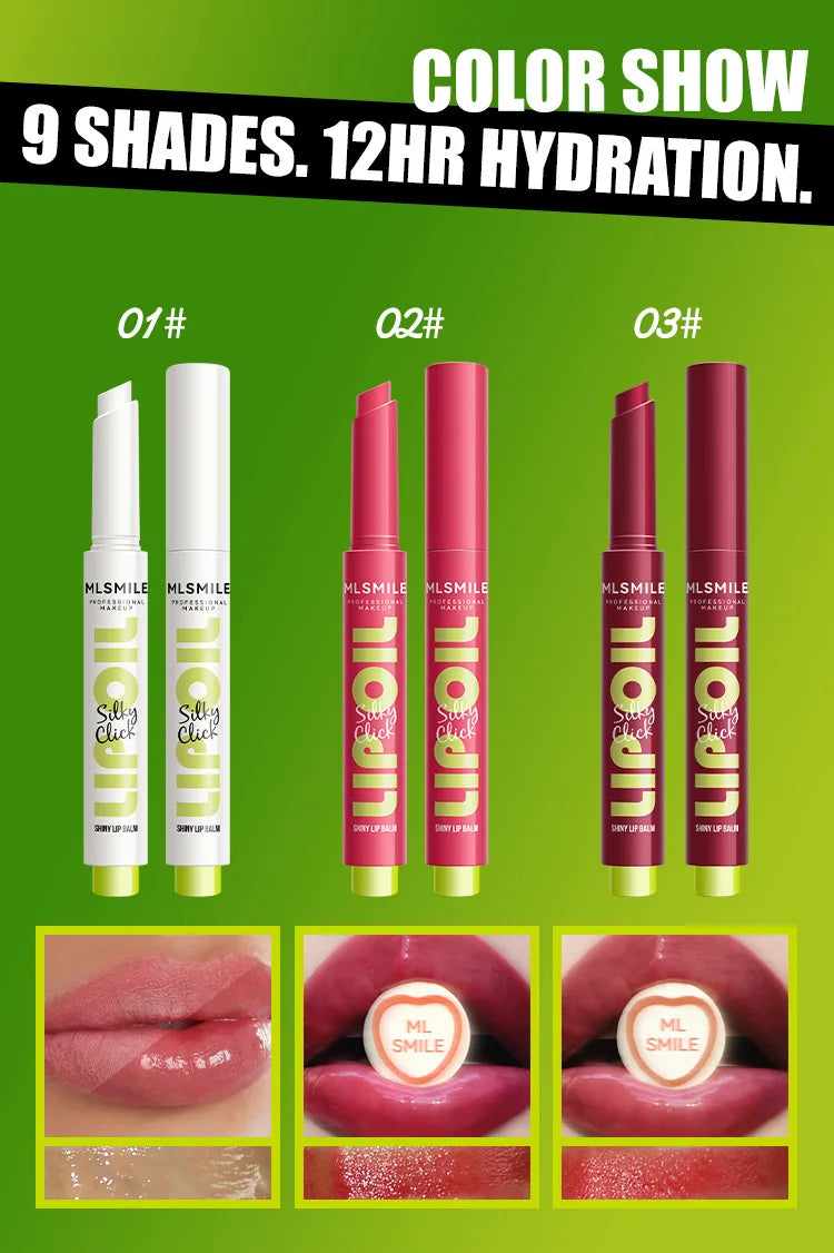 multicolor Silky Click Lip Care Hydrating Solid Lip Gloss with Radiant Mirror Shine, Effortless Press Long-Lasting