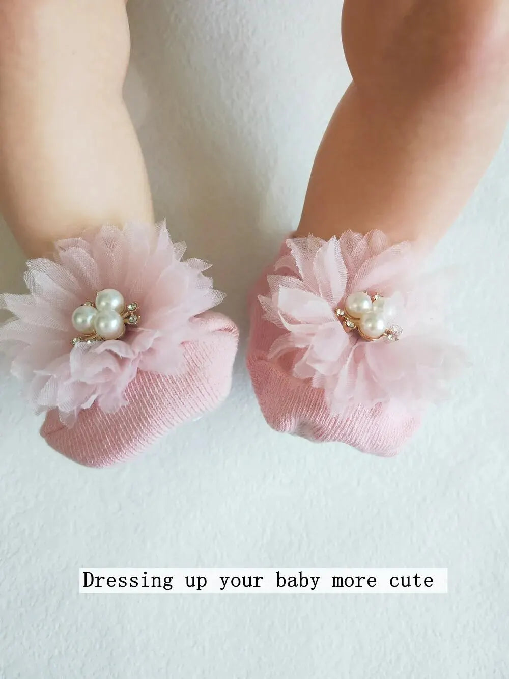 Cute Pearl Bows Baby Headband Socks Set Non Slip Cotton Sock Lace Flower Newborn Hair Band Turban Girl Hair Accessories