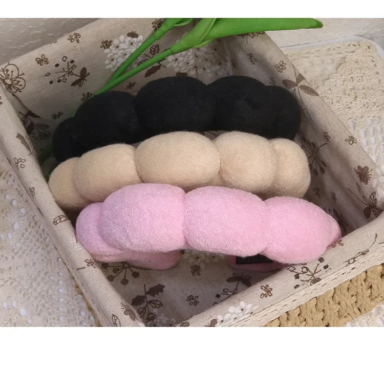 Fashion Microfiber Washing Wristbands Scrunchies Puffy Headband Spa Bubble Headband for Washing Face Makeup Shower Skincare