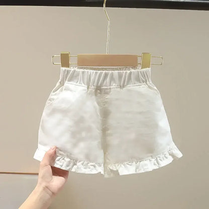 2024 Summer Girls Clothes Children Outwear Shorts With Ruffle Toddler Girl Cool Thin Denim Trousers