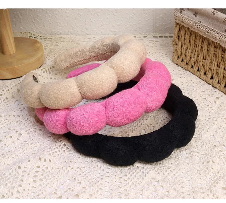 Fashion Microfiber Washing Wristbands Scrunchies Puffy Headband Spa Bubble Headband for Washing Face Makeup Shower Skincare