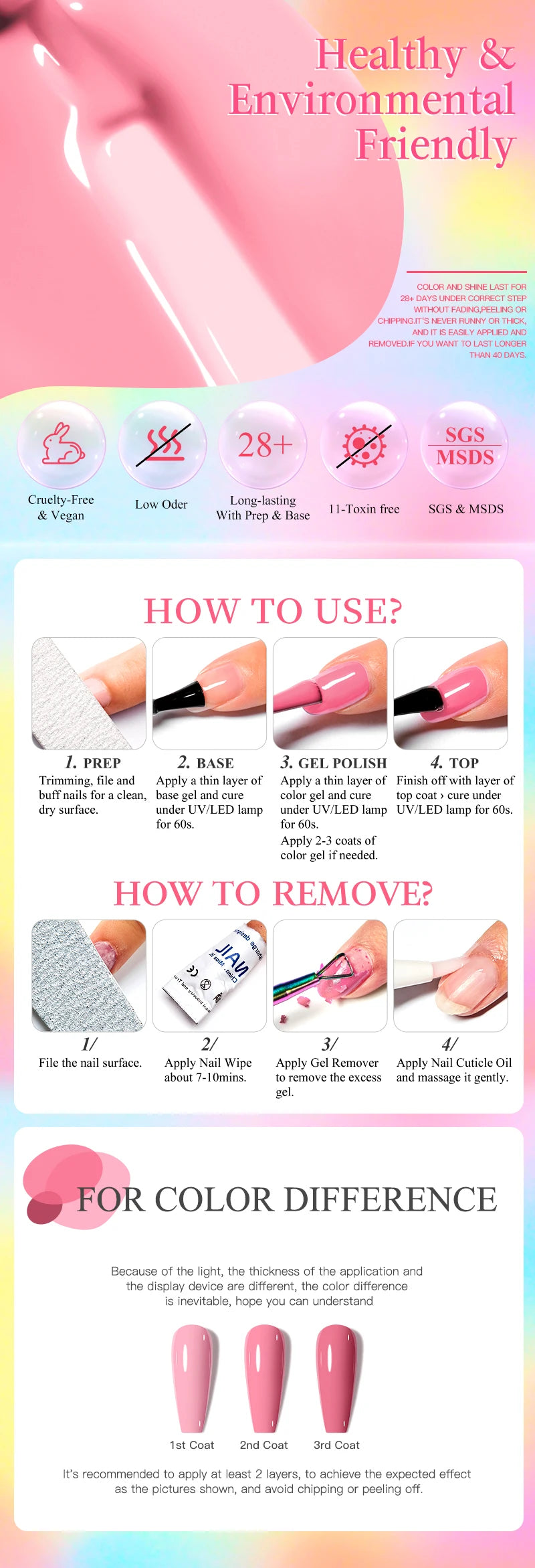 MEET ACROSS 12PCS/Set Pink Glitter Gel Nail Polish Macaron Blue Semi Permanent Nail Art Gel Varnish Spring Summer Manicure Kits