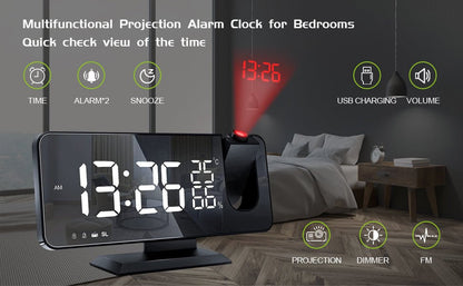 LED Projection Digital Alarm Clock Phone Charger - Transpire