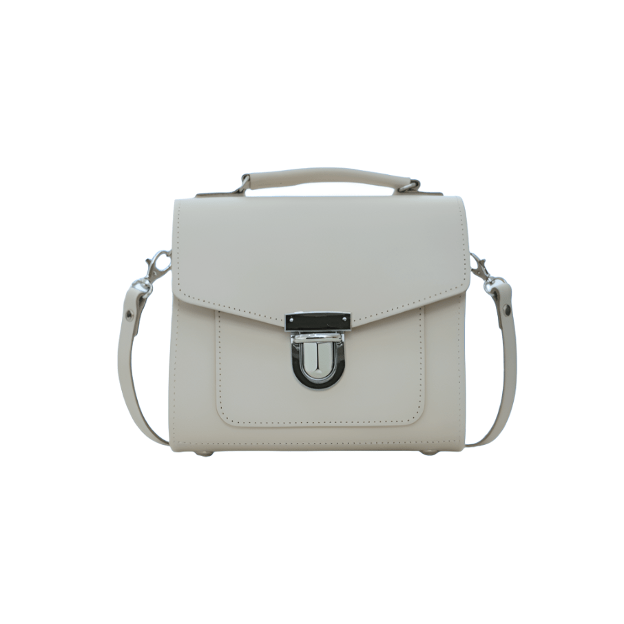 Handmade Leather Sugarcube Handbag - Eggshell - Transpire