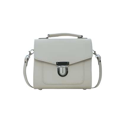 Handmade Leather Sugarcube Handbag - Eggshell - Transpire