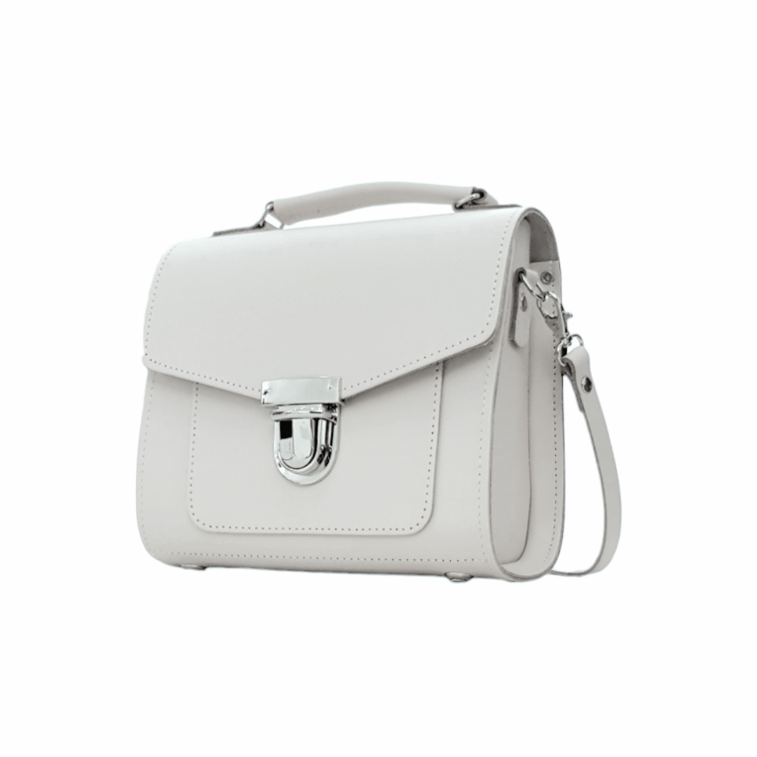 Handmade Leather Sugarcube Handbag - Eggshell - Transpire