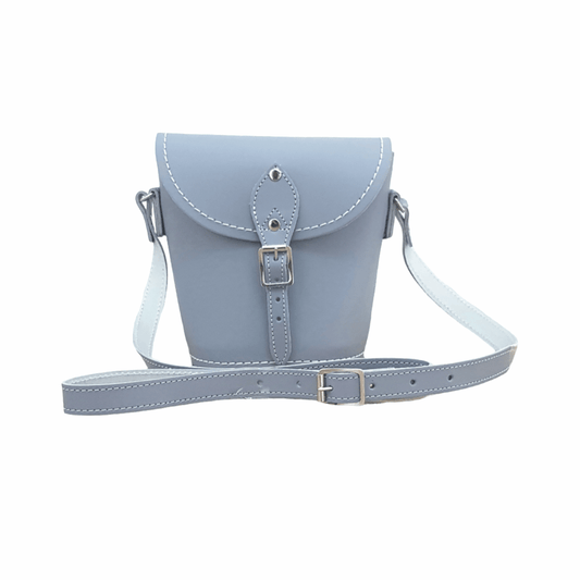 Handmade Leather Barrel Bag - Lilac Grey - Transpire