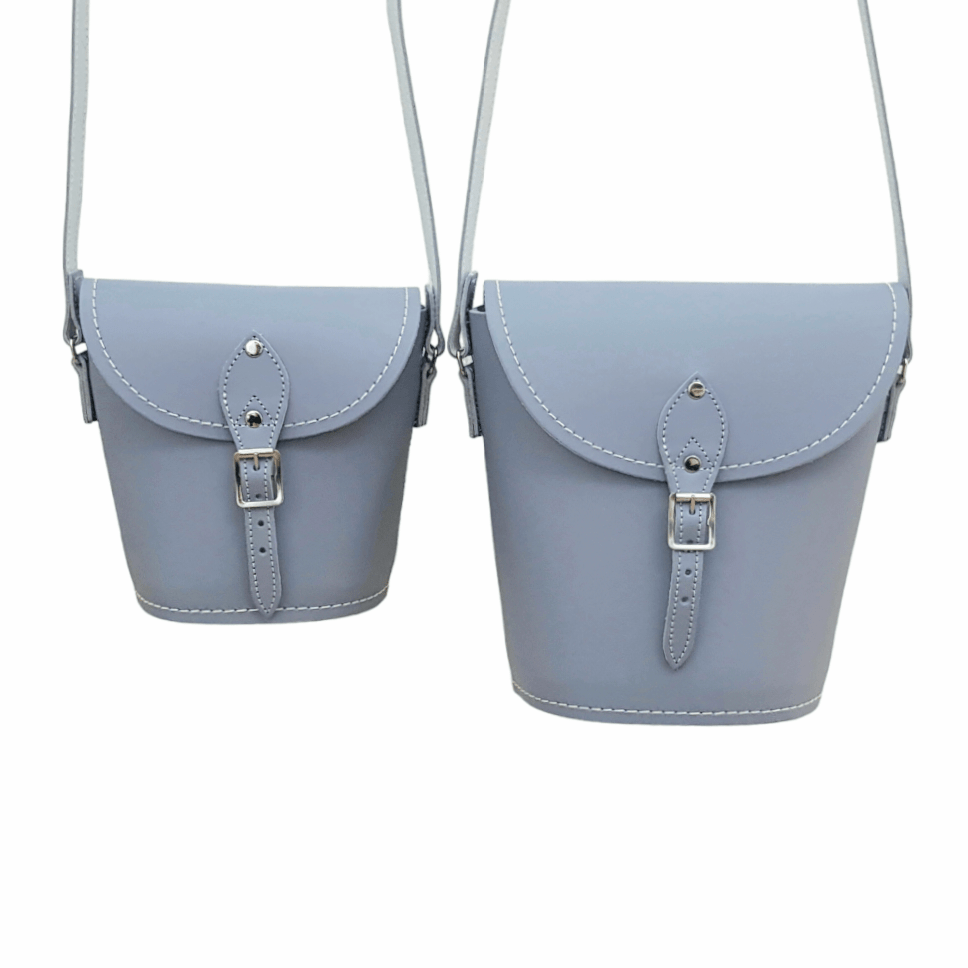 Handmade Leather Barrel Bag - Lilac Grey - Transpire