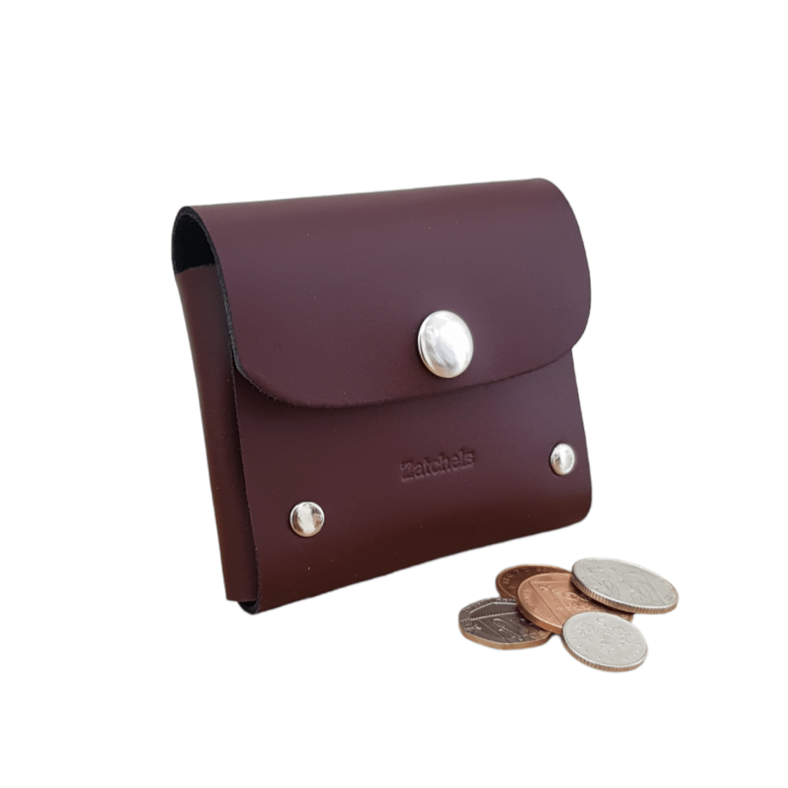 Handmade Leather Simple Coin Purse - Marsala Red - Transpire