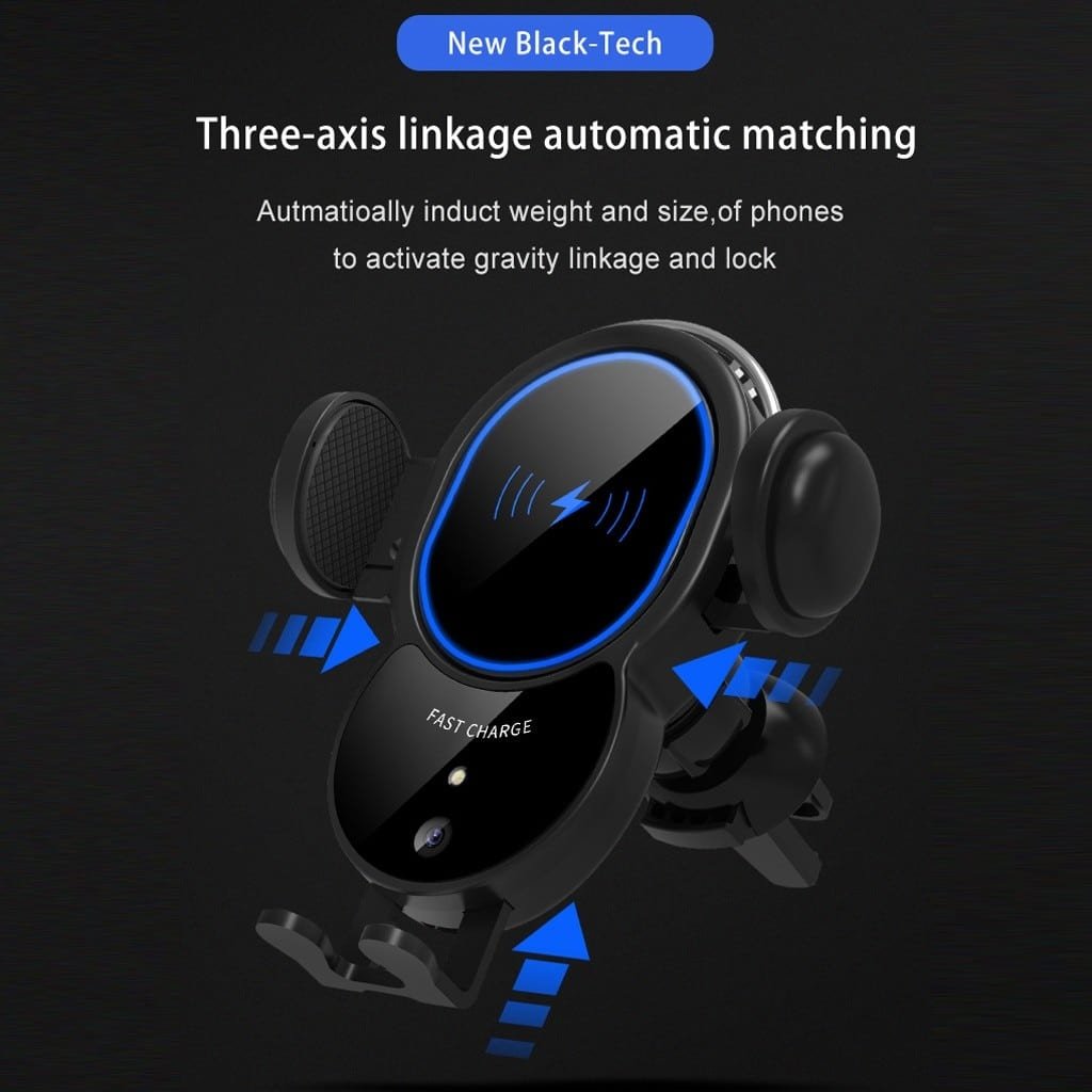 10W Wireless Triangle Mount Automatic Clamping Car Fast Charger - Transpire