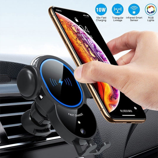 10W Wireless Triangle Mount Automatic Clamping Car Fast Charger - Transpire