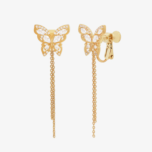 Butterfly Drop Clip On Earrings - Transpire