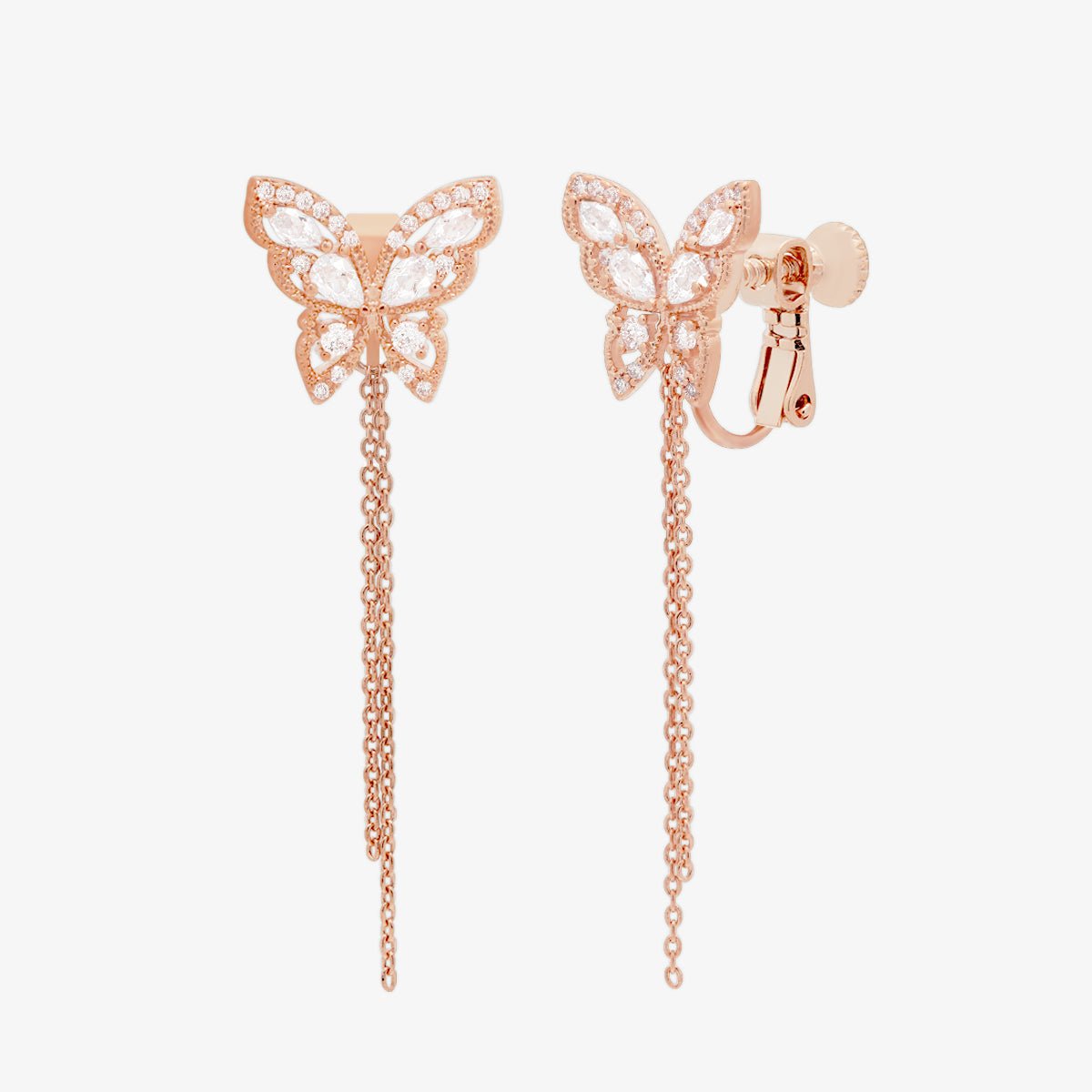 Butterfly Drop Clip On Earrings - Transpire