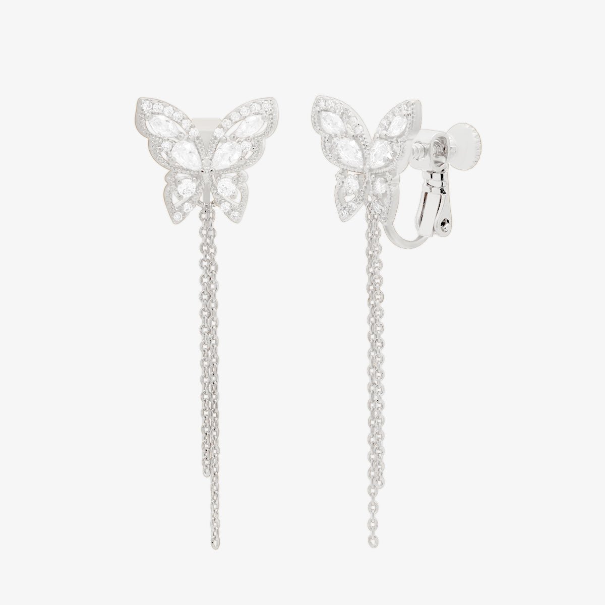 Butterfly Drop Clip On Earrings - Transpire