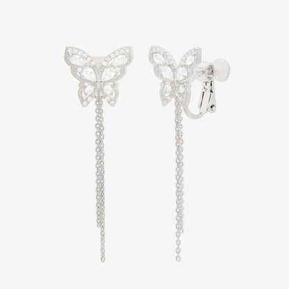 Butterfly Drop Clip On Earrings - Transpire
